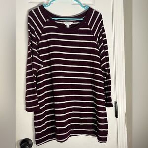 Market & Spruce Burgundy and White Striped Top